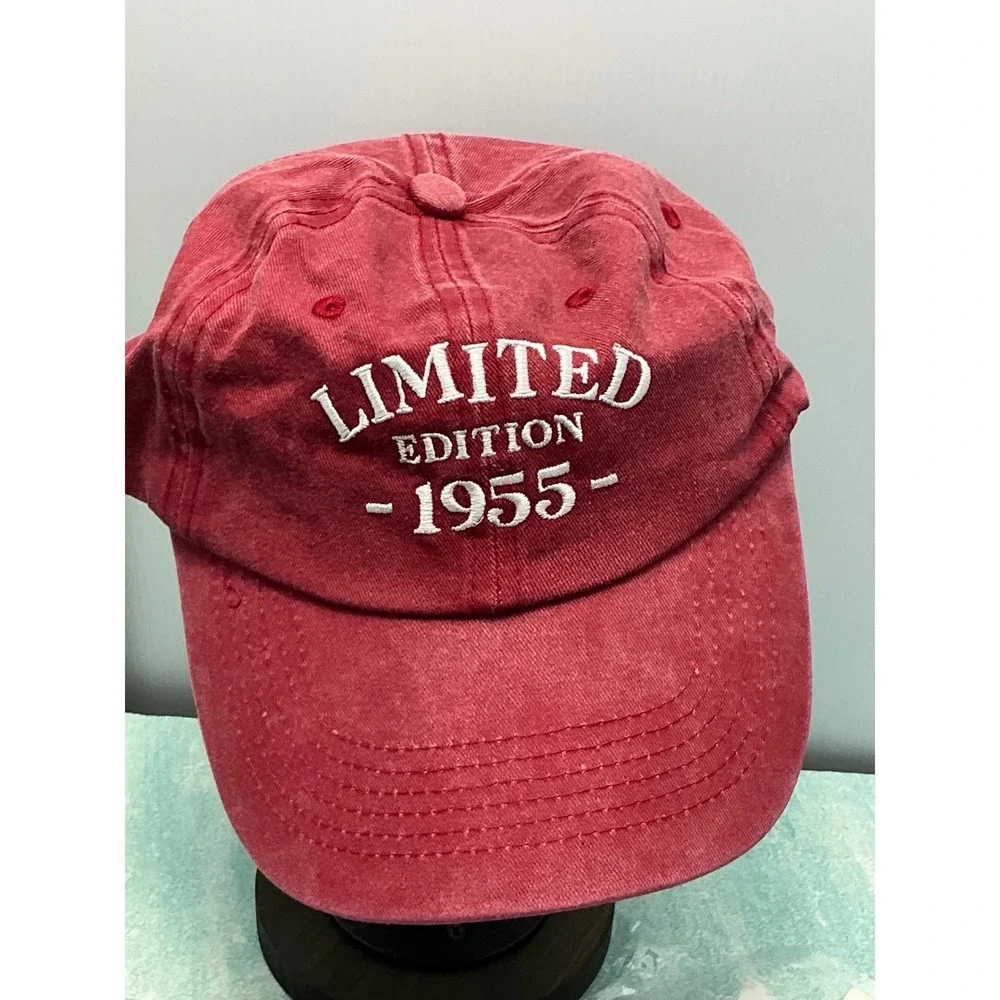Limited Edition 1955 Vintage Washed Cotton Baseball Cap Red‎ Dad Hat Adjustable